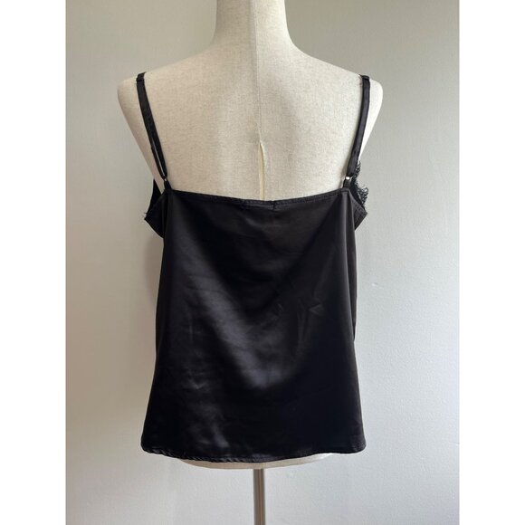 Rue 21 Satin Lace Camisole Tank Top Womens L Black Satin Spaghetti Strap Y2K - Picture 3 of 6